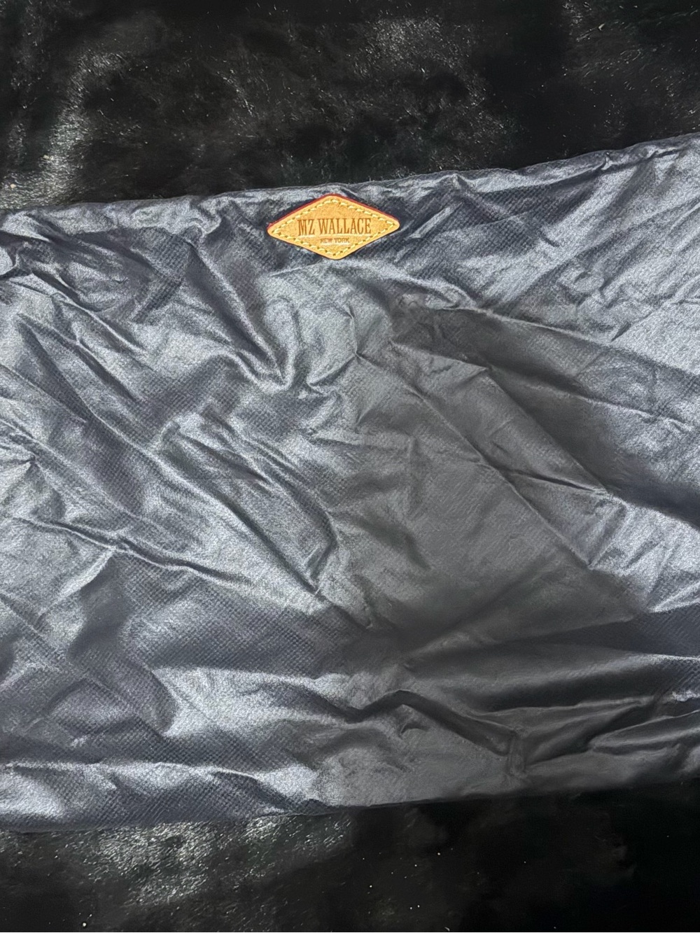 MZ WALLACE  large Black Nylon Zip Pouch with Leather Trim - Picture 4 of 6